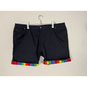 Pride Bunny Roll Up Rainbow Cuff Shorts size 50 Gray Men's